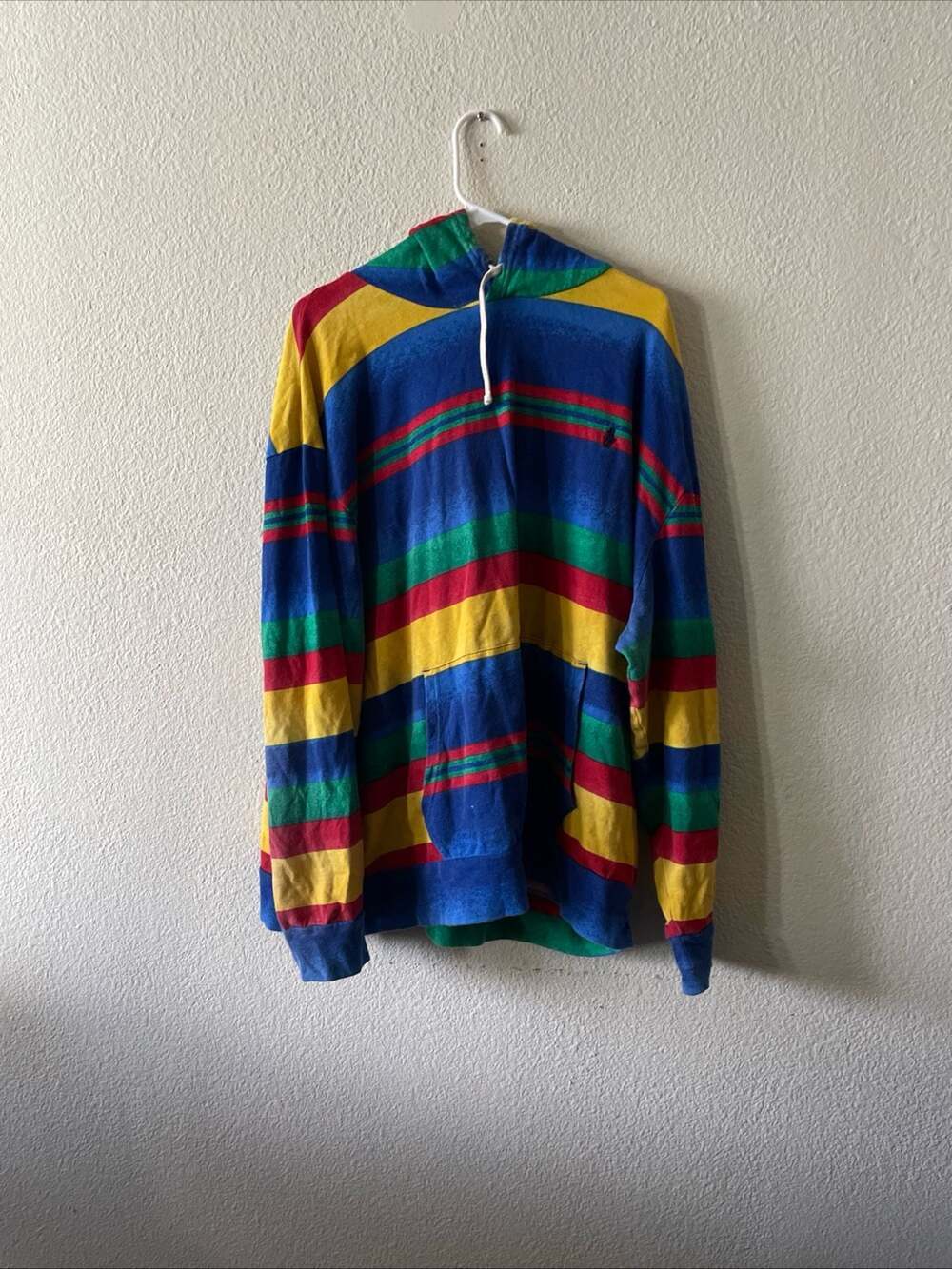 Polo Ralph Lauren Men's Big & Tall Multi-Color Striped Spa Terry Pullover Hoodie